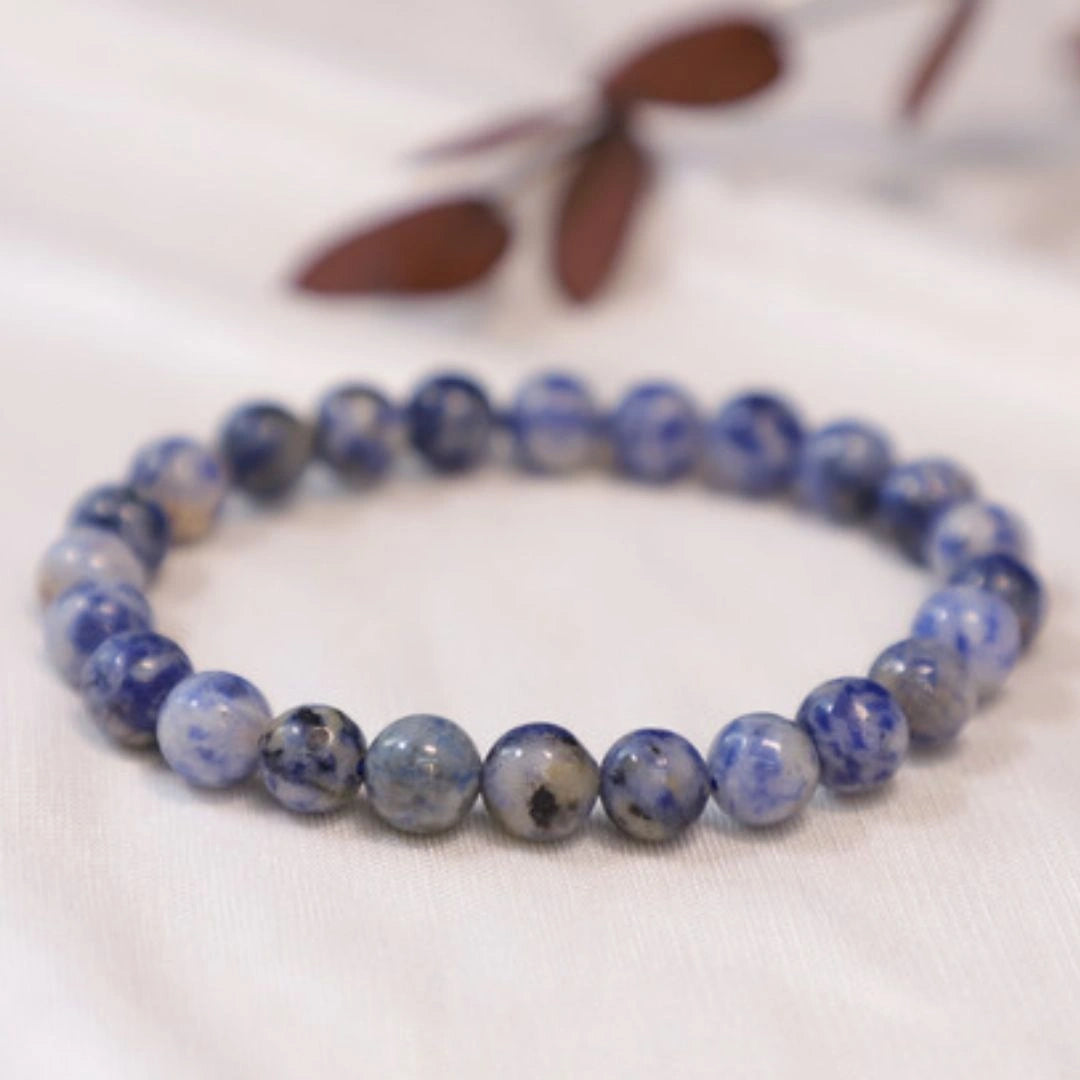 Natural Sodalite Round Beads Stretch Bracelets, Charged by Reiki Grand Master & Vastu Expert for Unisex