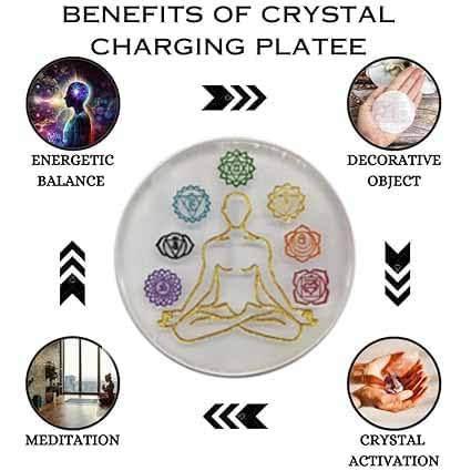 7 Chakra Natural Engraved Selenite Crystal Charging Plate for Healing, Meditation & Crystal Cleansing