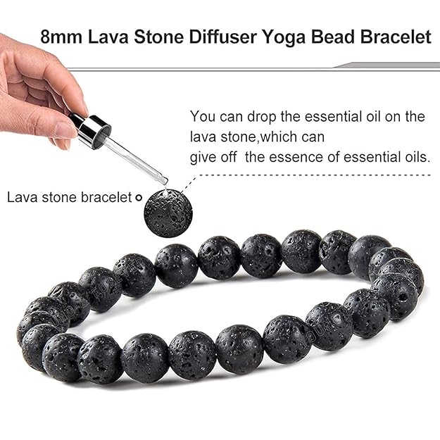 Mystic Ember Lava Stone Handmade stretchable Power Bracelet For Both Men and Women- For Negativity removal and protection