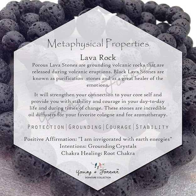 Mystic Ember Lava Stone Handmade stretchable Power Bracelet For Both Men and Women- For Negativity removal and protection