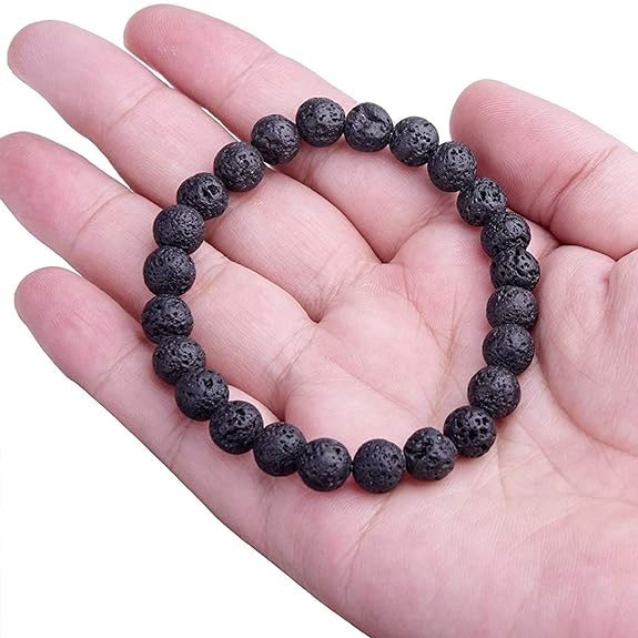 Mystic Ember Lava Stone Handmade stretchable Power Bracelet For Both Men and Women- For Negativity removal and protection