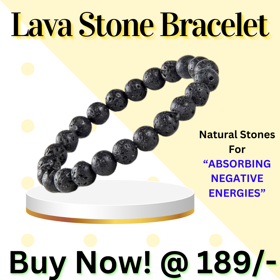 Mystic Ember Lava Stone Handmade stretchable Power Bracelet For Both Men and Women- For Negativity removal and protection