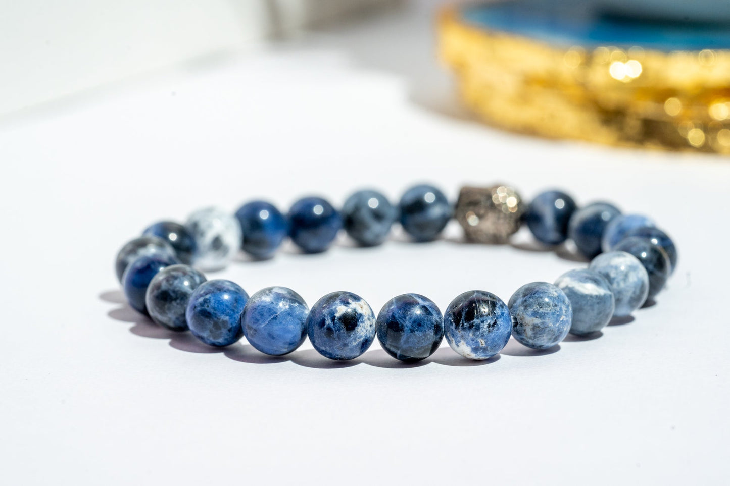 Natural Sodalite Round Beads Stretch Bracelets, Charged by Reiki Grand Master & Vastu Expert for Unisex