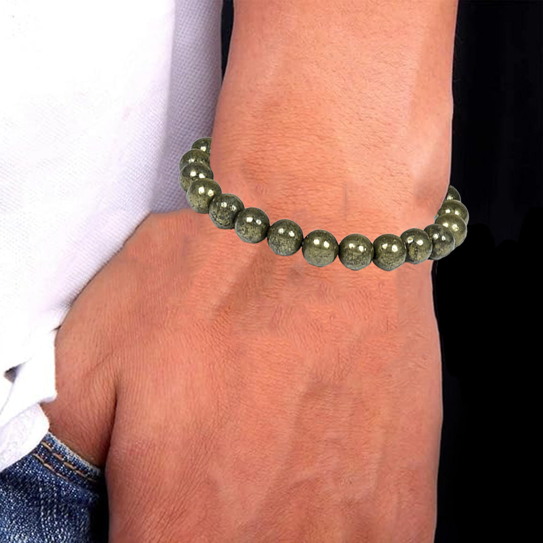 Original Certified Golden Pyrite Stone Bracelet Reiki Healing Jewelry for Men, Women & Kids