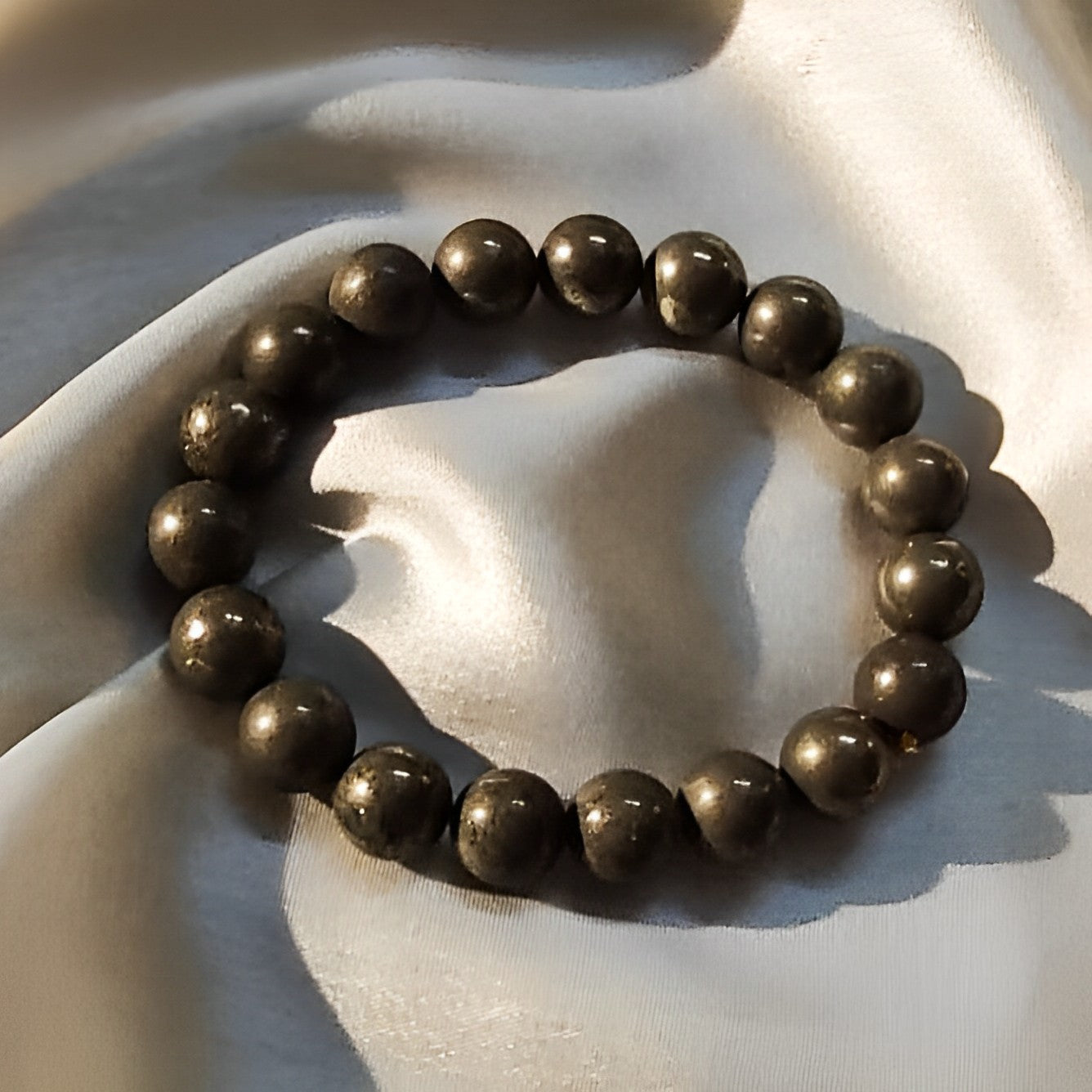 Pyrite Bracelets(Pack of 2) Reiki Healing Crystal Stone 8 Mm Bracelet, Charged By Reiki Grandmaster & Vastu Expert For Unisex Adult