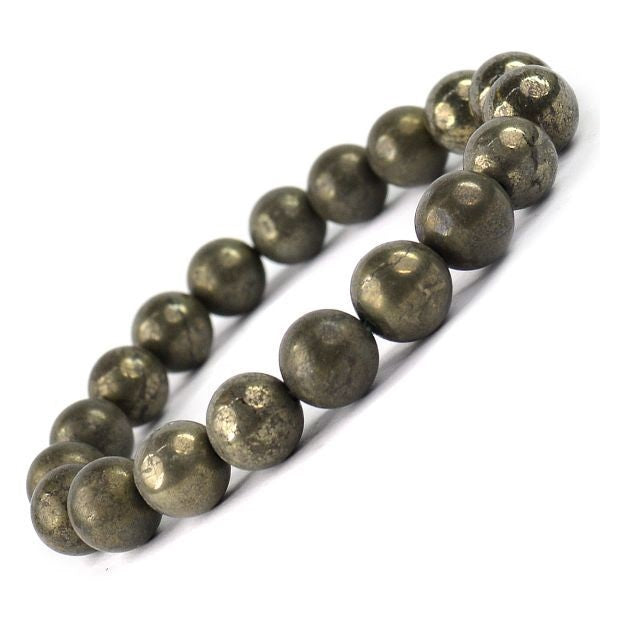 Certified Pyrite Bracelet Reiki Healing Crystal Stone 8 Mm Bracelet, Charged By Reiki Grandmaster & Vastu Expert For Unisex Adult