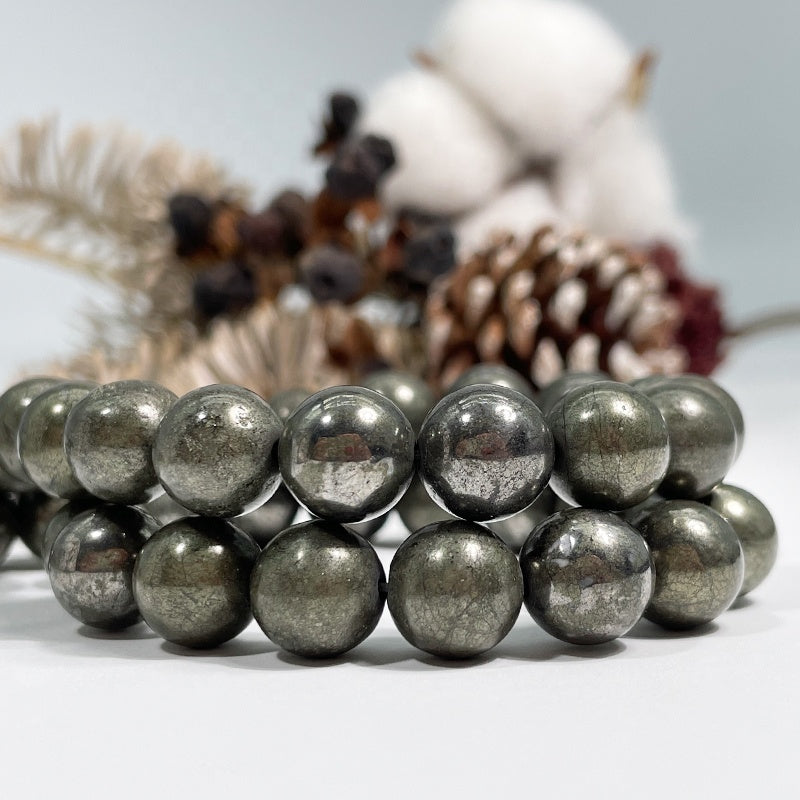 Natural Pyrite Bracelet - Reiki Charged Healing Crystal Stone 8 Mm Bracelet, Charged By Reiki Grandmaster & Vastu Expert For Males and Females Both