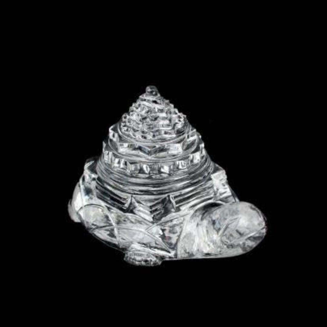 Sphatik Shree Yantra with Tortoise Idol - Authentic AAA Grade Healing Crystal for Meditation and Pooja