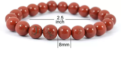 Reiki Crystal Product: Red Jasper Stone Bead Bracelet | Awesome Jewelry Gift for both Men& Women