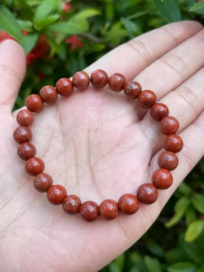 Reiki Crystal Product: Red Jasper Stone Bead Bracelet | Awesome Jewelry Gift for both Men& Women