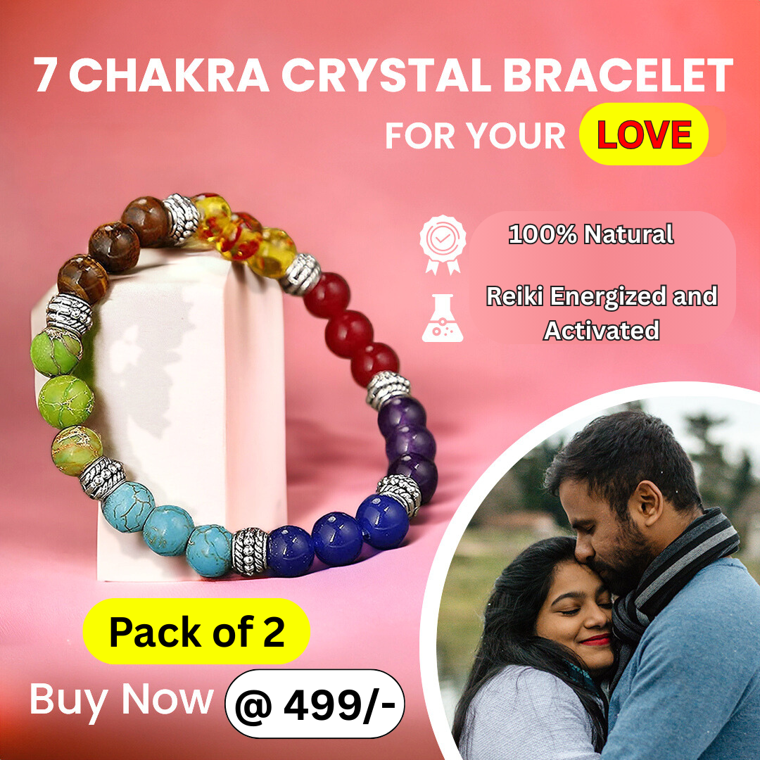 7 Chakra Semi-Precious Stones Bracelet for Health, Wealth, Love, Positivity and Overall Growth -  Pack Of 2 Bracelets
