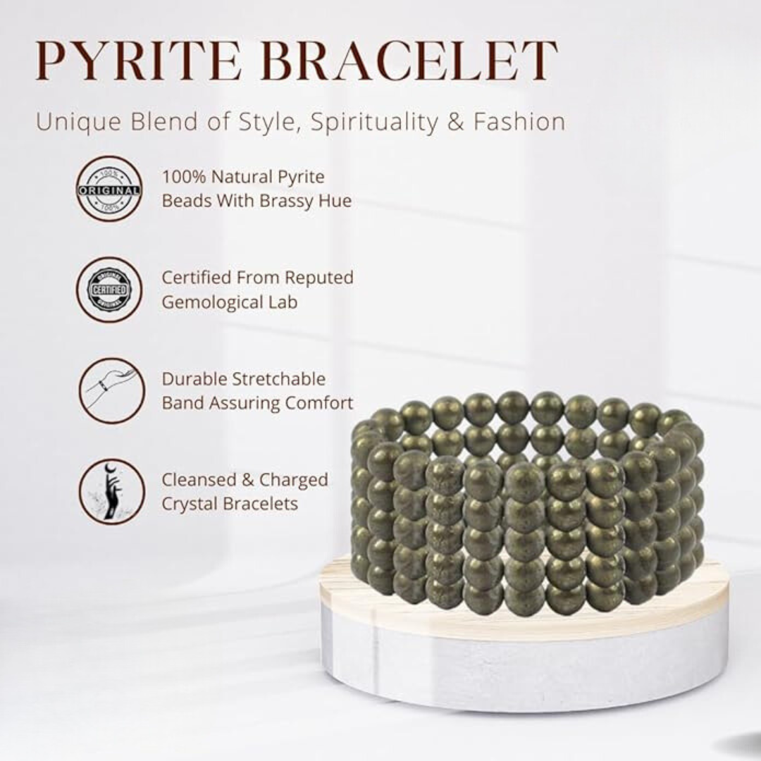 Pyrite Ring & Pyrite Bracelet Set – Wealth & Protection