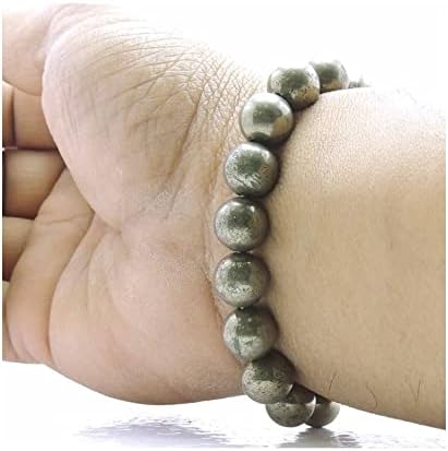 Natural Pyrite Bracelet - Reiki Charged Healing Crystal Stone 8 Mm Bracelet, Charged By Reiki Grandmaster & Vastu Expert For Males and Females Both