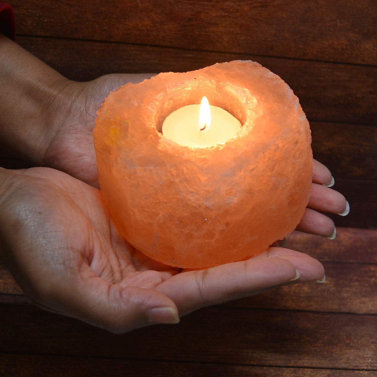 Natural Himalayan Rock Salt Lamp Tea Light Candle Holder - Unique Gifting Option