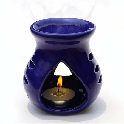 Ceramic Clay Candle Operated Aroma Burner|Oil Diffuser (Assorted Color)