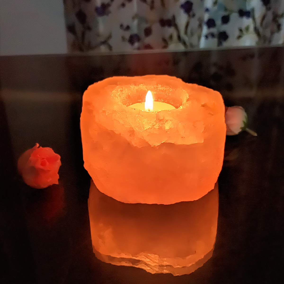 Natural Himalayan Rock Salt Lamp Tea Light Candle Holder - Unique Gifting Option