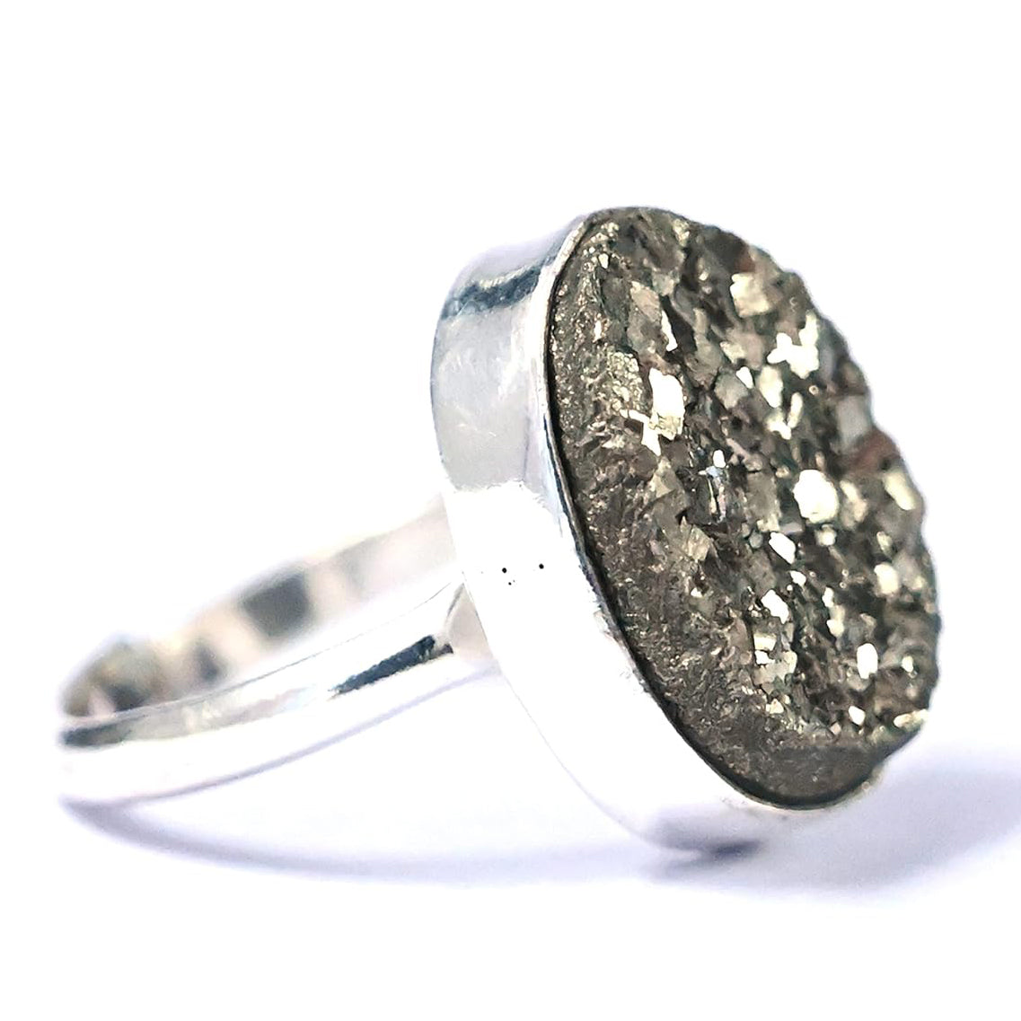 Natural Adjustable Pyrite Ring - Charged by Reiki Ring for Women and Men for Wealth, Abundance and Success