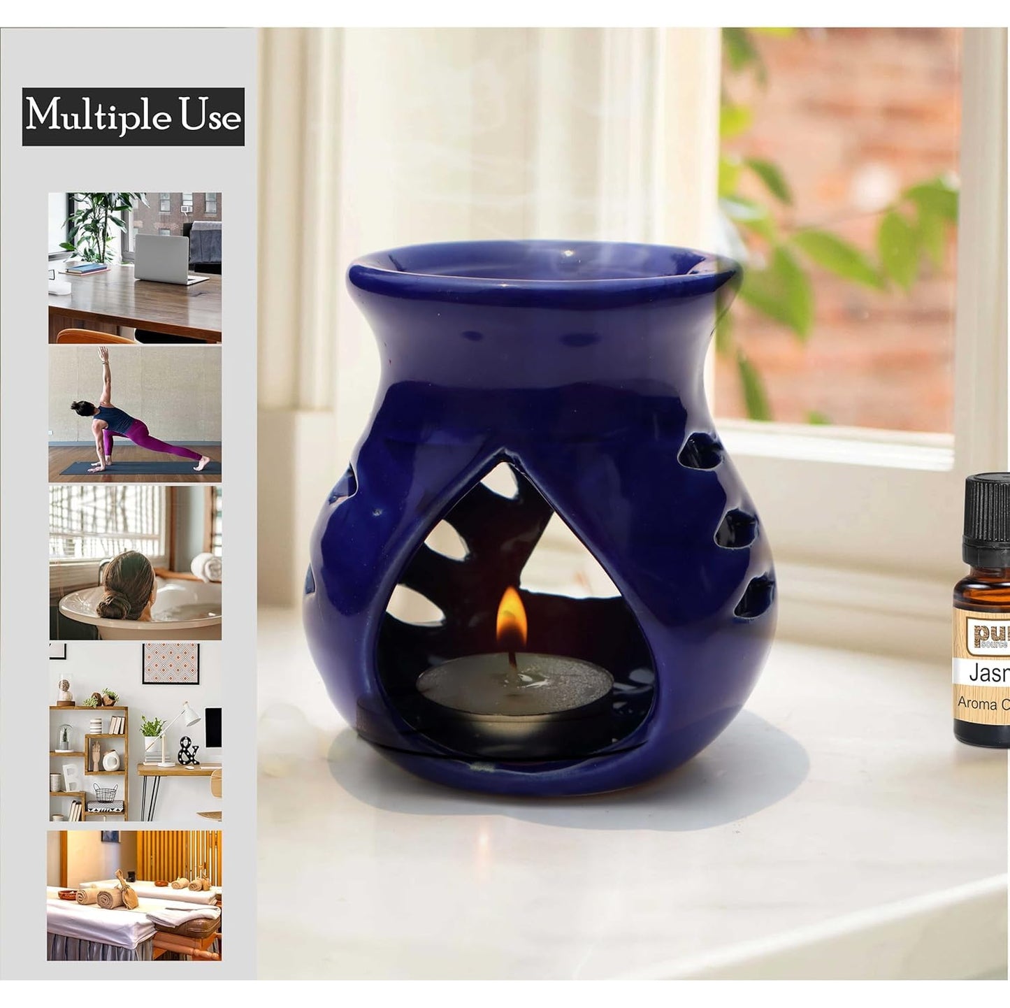 Ceramic Clay Candle Operated Aroma Burner|Oil Diffuser (Assorted Color)