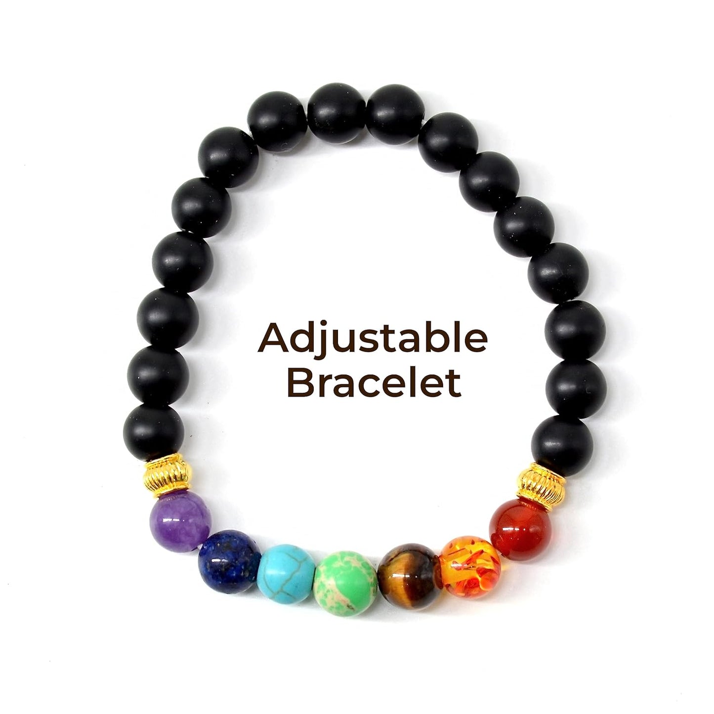 7 Chakra Crystal & Black Obsidian Beads Bracelet for Men & Women: Purifying & Balancing Purpose