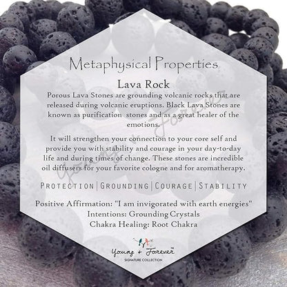 Mystic Ember  Lava Stone Handmade stretchable Power Bracelet For Both Men and Women- For Negativity removal and protection