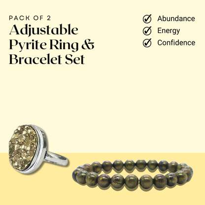 Pyrite Ring & Pyrite Bracelet Set – Wealth & Protection