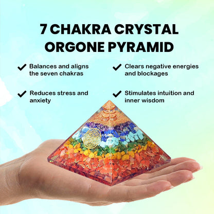 Natural 7 Chakra Crystal Orgone Pyramid for Balancing & Spiritual Connection | Decorative Showpiece