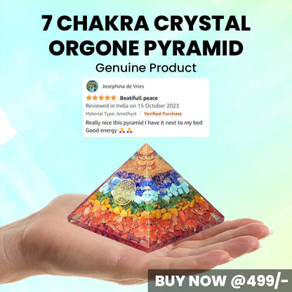 Natural 7 Chakra Crystal Orgone Pyramid for Balancing & Spiritual Connection | Decorative Showpiece