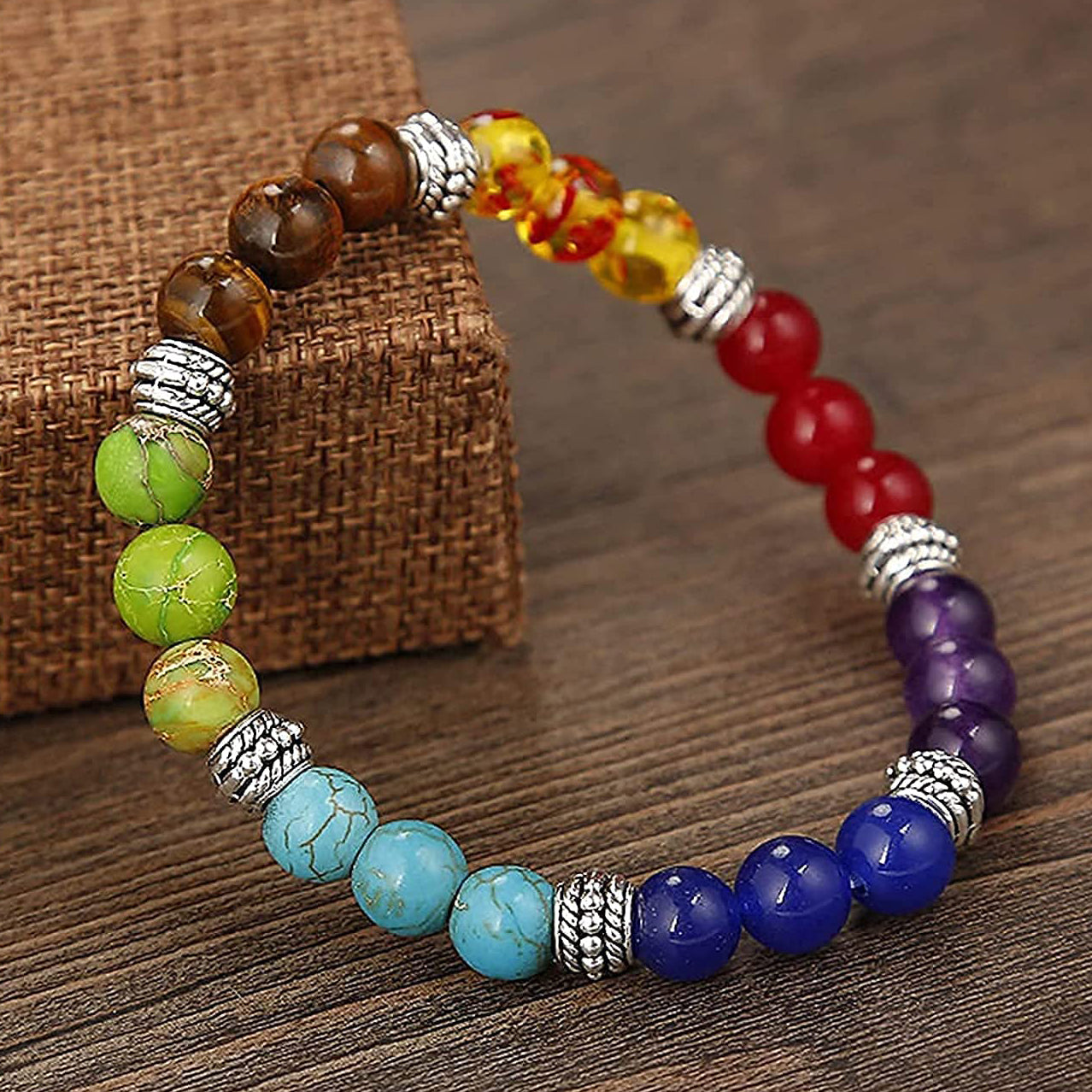 7 Chakra Semi-Precious Stones Bracelet for Health, Wealth, Love, Positivity and Overall Growth.