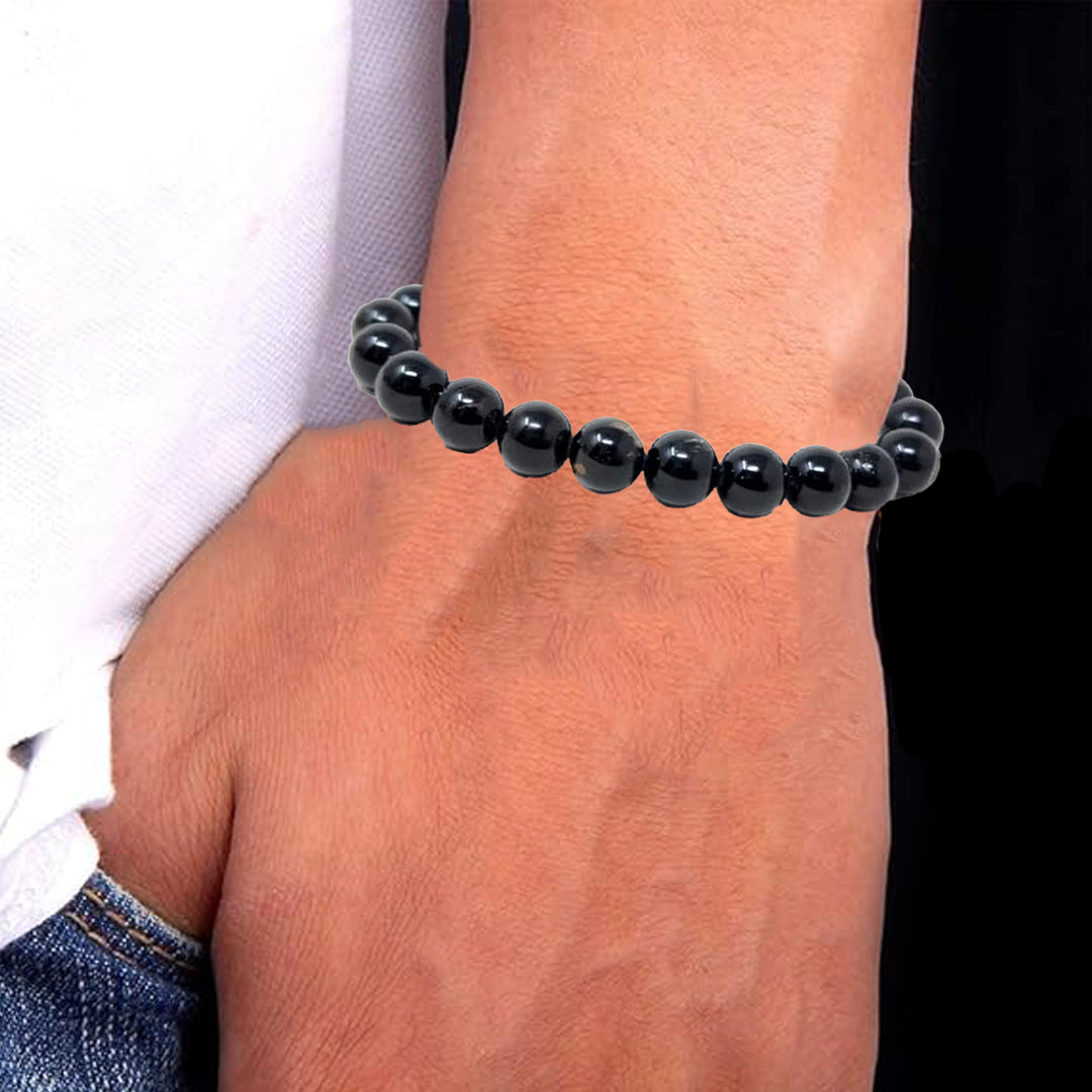 Natural Healing Black Tourmaline Crystal Bracelet for Men, Women & Kids