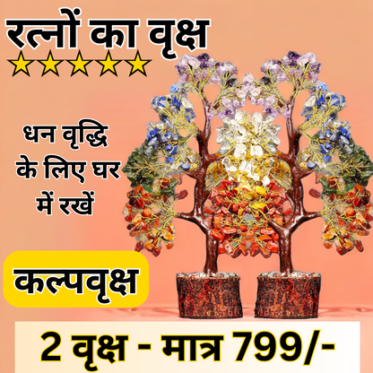 Original Seven Chakra Crystal Tree for Wealth & Prosperity, Health, Growth and Positivity- Combo Pack of 2 Crystal Trees