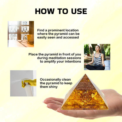 Reiki Healing & Vastu Fengshui: Yellow Citrine Orgone Pyramid for Manifest Goals & Success | Best Gift for Home & Office Décor