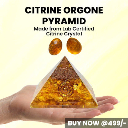 Reiki Healing & Vastu Fengshui: Yellow Citrine Orgone Pyramid for Manifest Goals & Success | Best Gift for Home & Office Décor