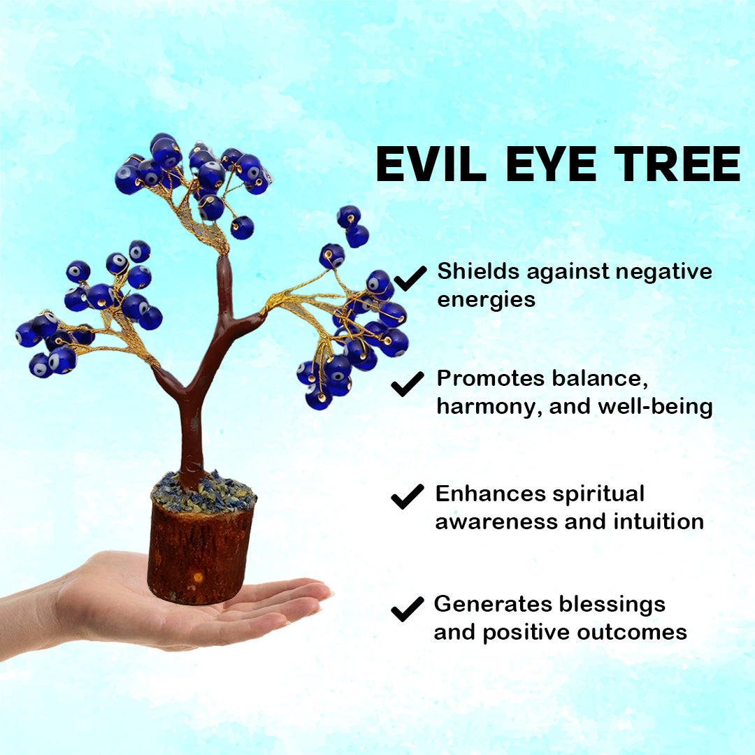 Blue Evil Eye Tree for Protection, Good Luck & Stability| Showpiece for Home, Table, Office