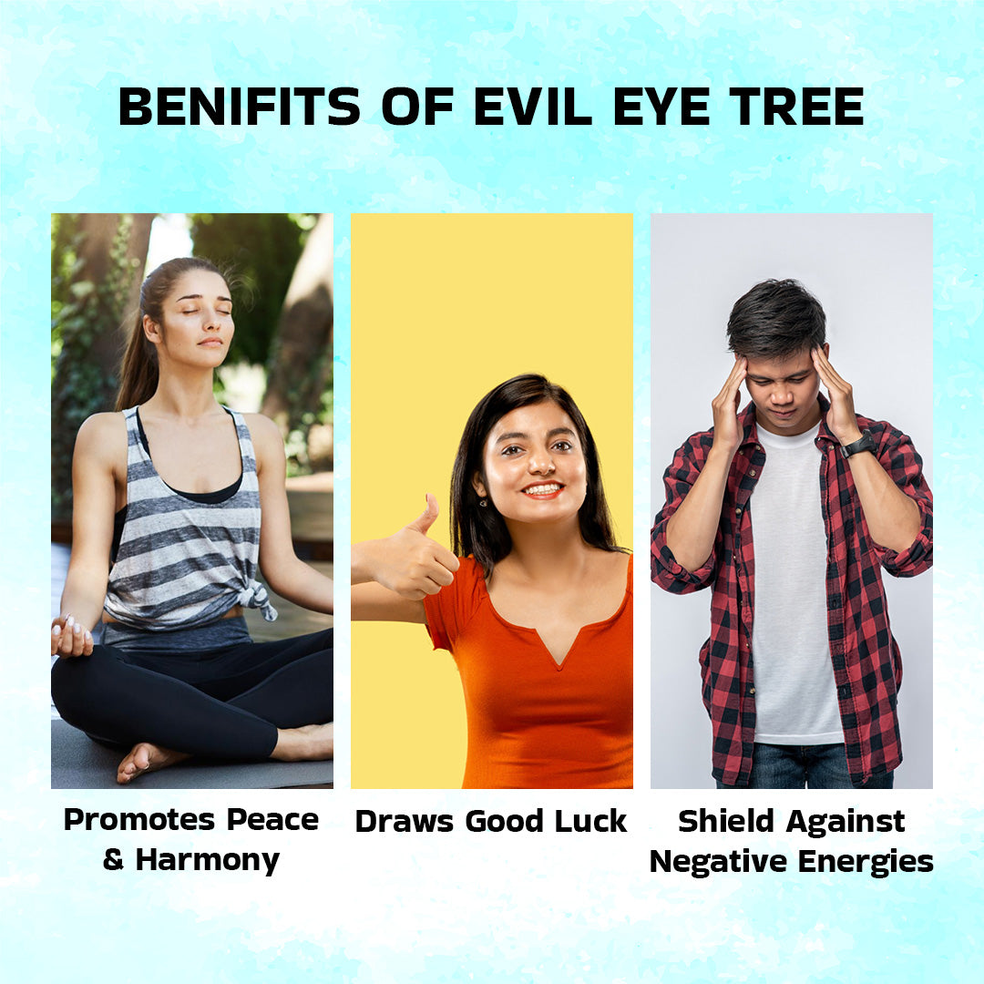 Blue Evil Eye Tree for Protection, Good Luck & Stability| Showpiece for Home, Table, Office