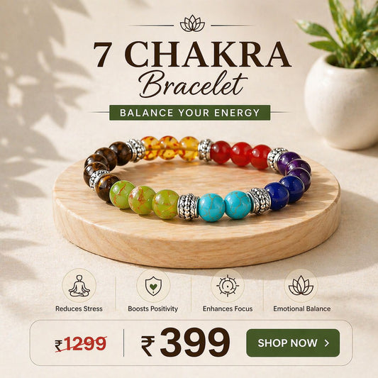 7 Chakra Semi-Precious Stones Bracelet for Health, Wealth, Love, Positivity and Overall Growth