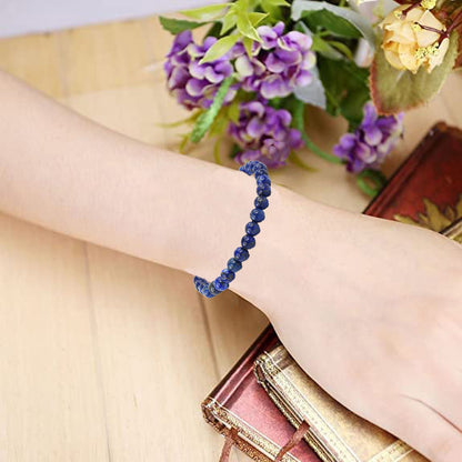 Spiritual Connection & Confidence: Original Blue Lapis Lazuli Round Beaded Bracelet for Unisex