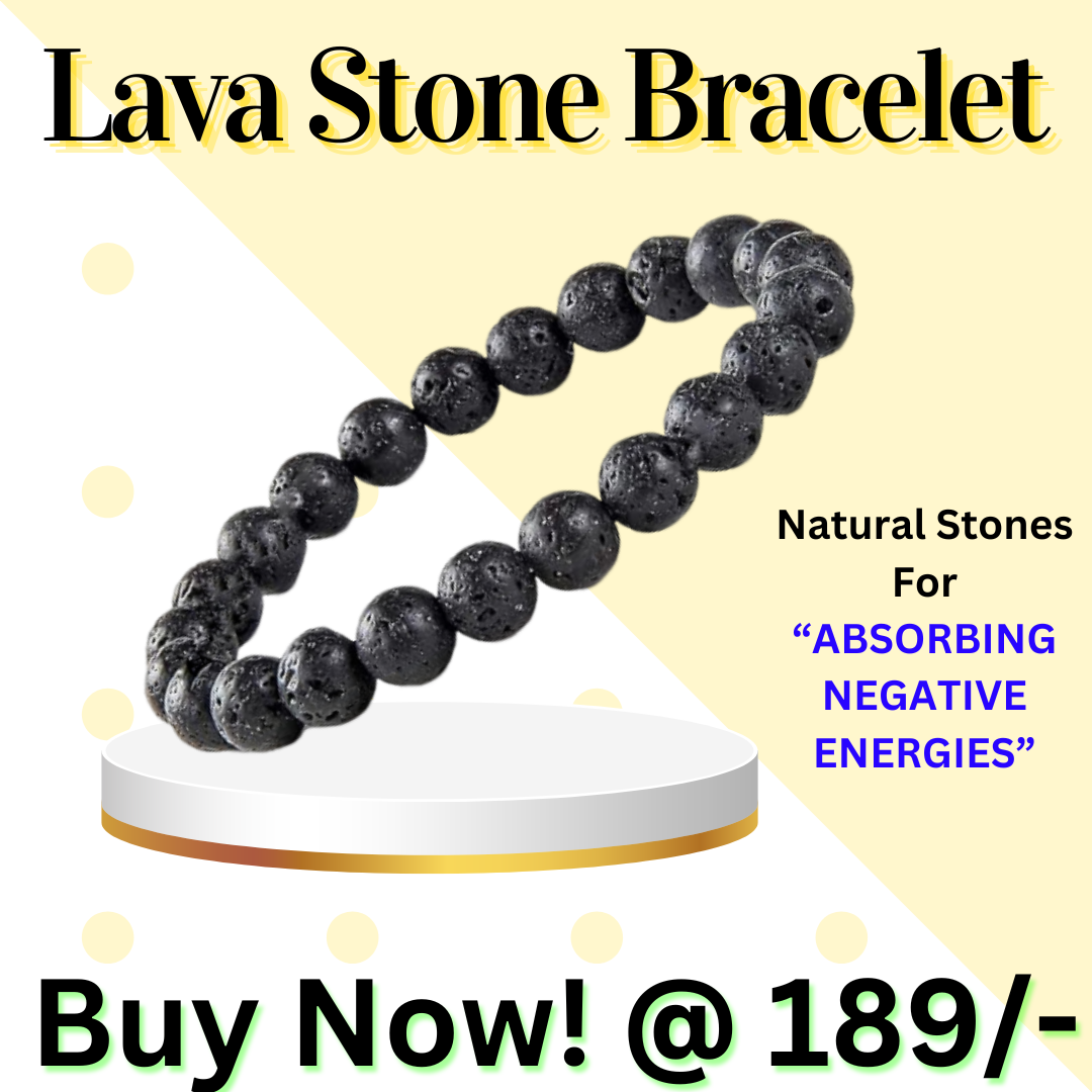 Mystic Ember  Lava Stone Handmade stretchable Power Bracelet For Both Men and Women- For Negativity removal and protection