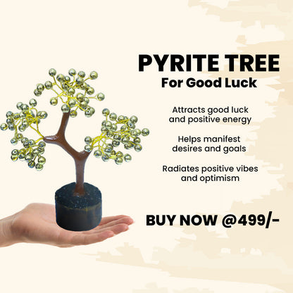 Golden Pyrite Crystal Tree for Success Abundance Luck & Prosperity- Decorative Showpiece