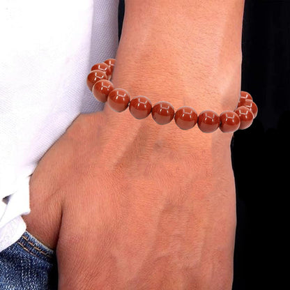 Original Red Jasper Round Beaded Bracelet: Relaxation Healing & Protection for Unisex