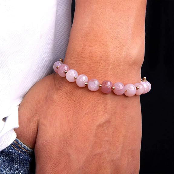 Original Rose Quartz Bracelet Reiki Healing Feng-Shui Crystal Gem Stone Round Beads Bracelet- Pack of 2