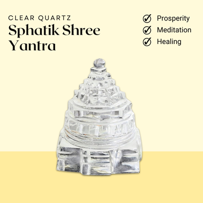 Original Sphatik Shree Yantra (Maha Meru Yantra) - Authentic Crystal for Enhancing Wealth, Prosperity, and Positive Energy