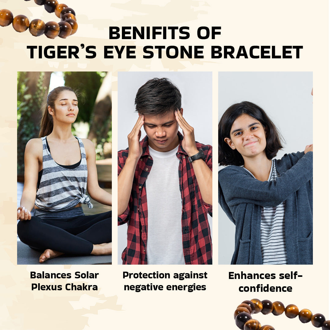 Tiger Eye Brown Stone Bracelet: Will Power & Protection for Unisex