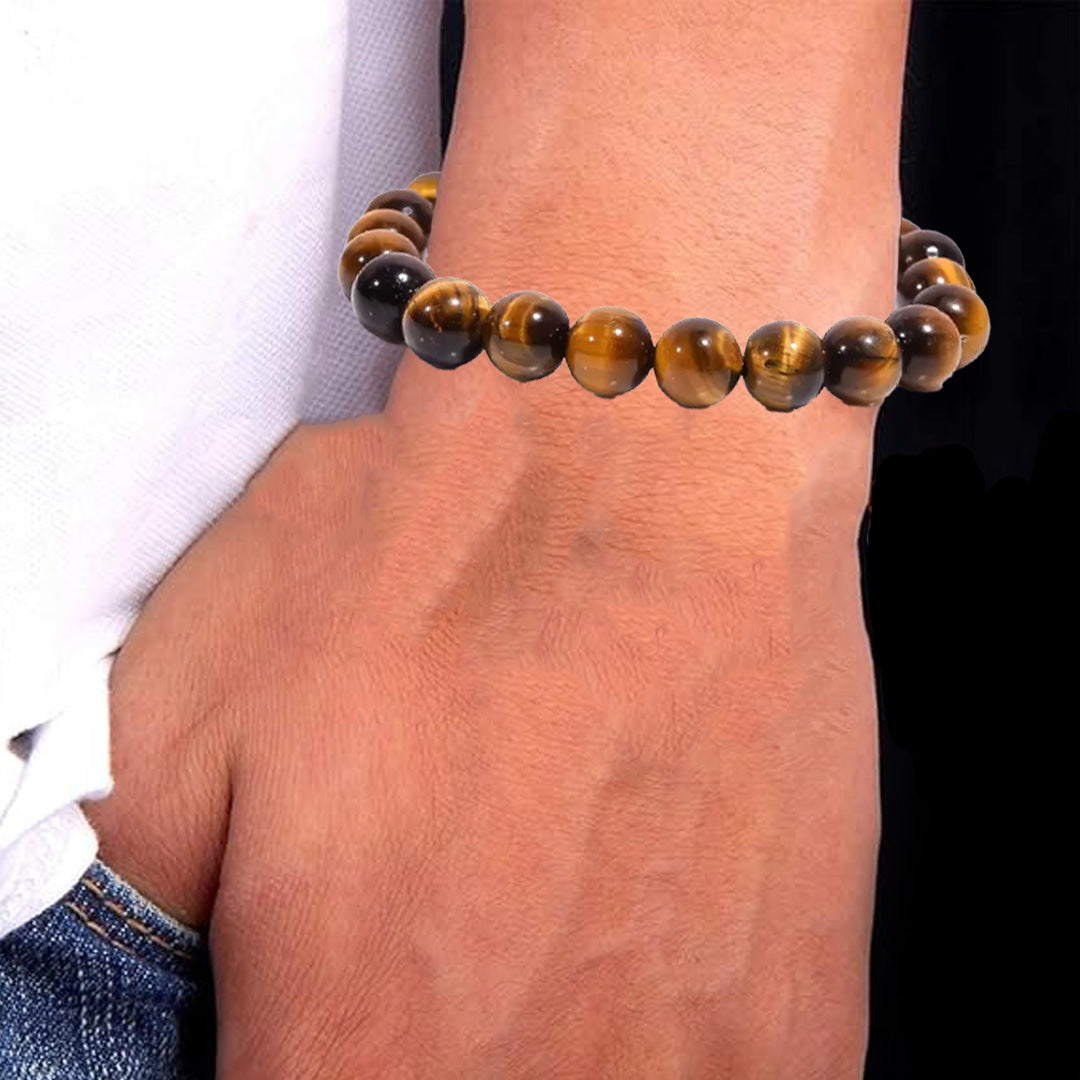 Tiger Eye Brown Stone Bracelet: Will Power & Protection for Unisex