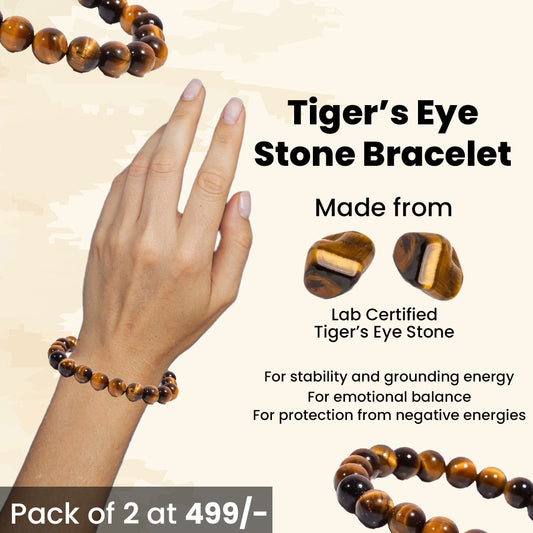 Tiger Eye Brown Stone Bracelet: Will Power & Protection for Unisex