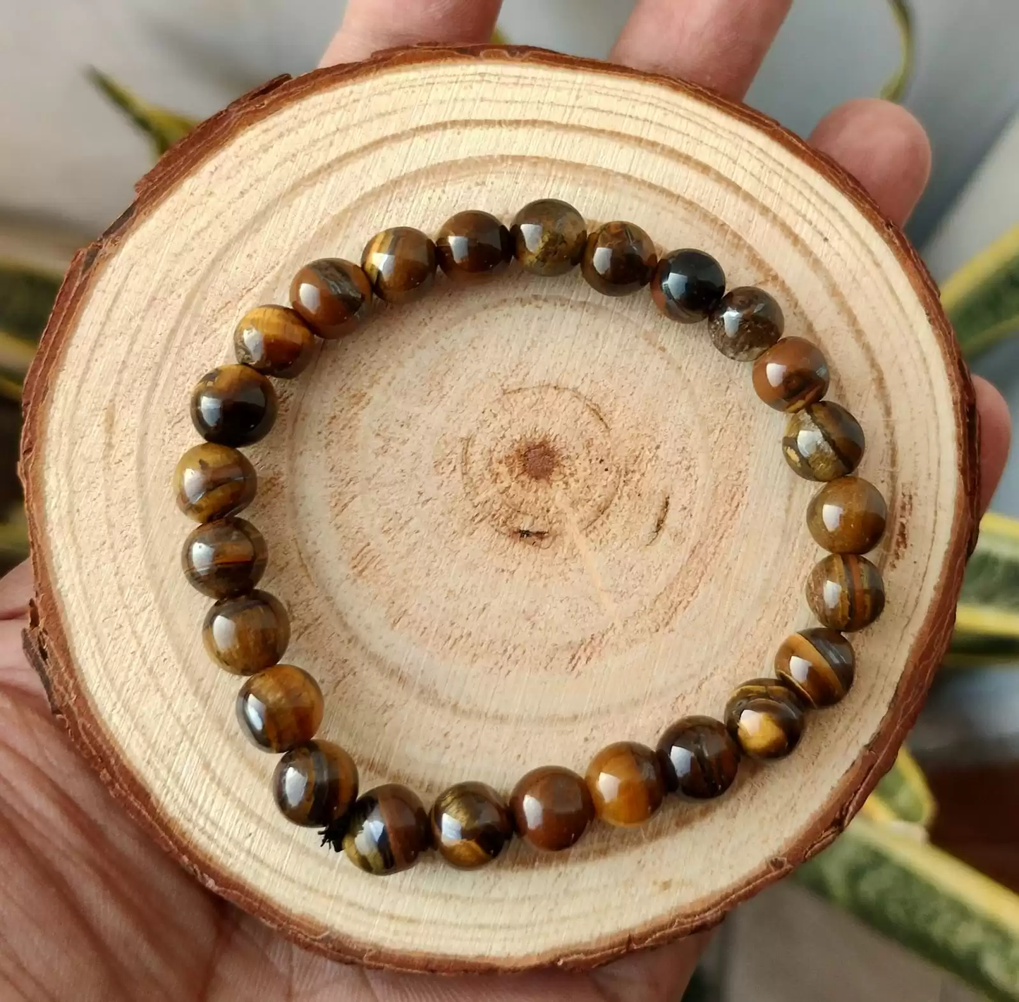 Original Tiger Eye Round Bead Bracelet for Protection, Courage & Will Power