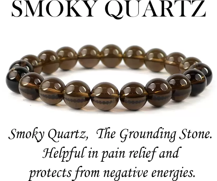 Smoky Quartz Crystal Stone Bracelet : Grounding & Protection for Men, Women & Kids