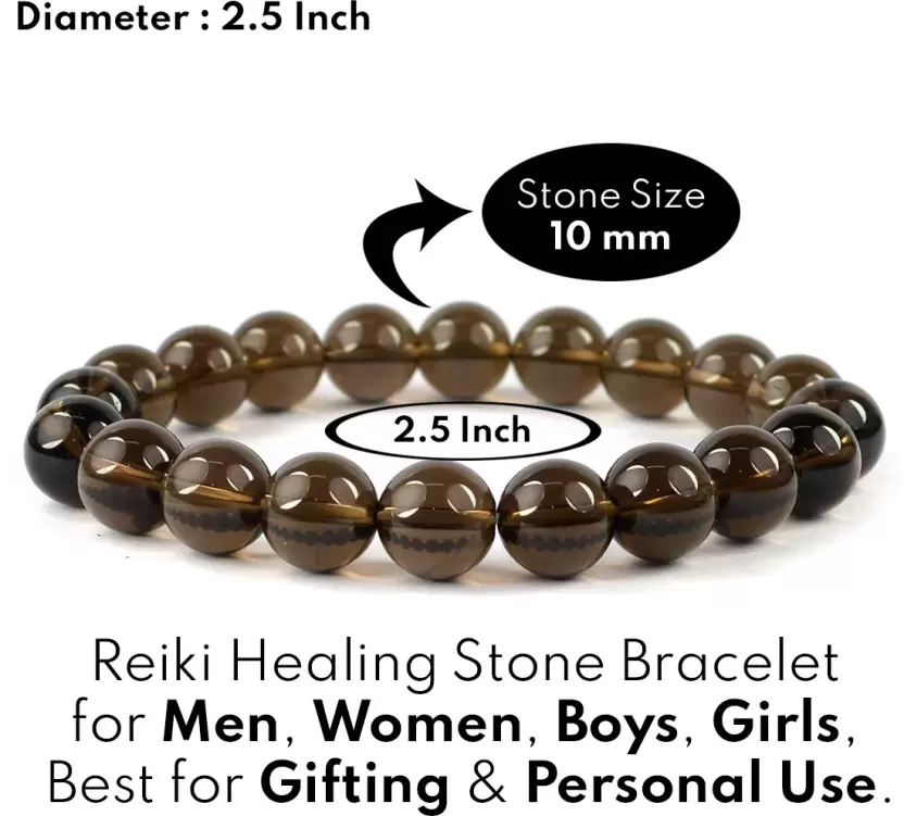 Smoky Quartz Crystal Stone Bracelet : Grounding & Protection for Men, Women & Kids