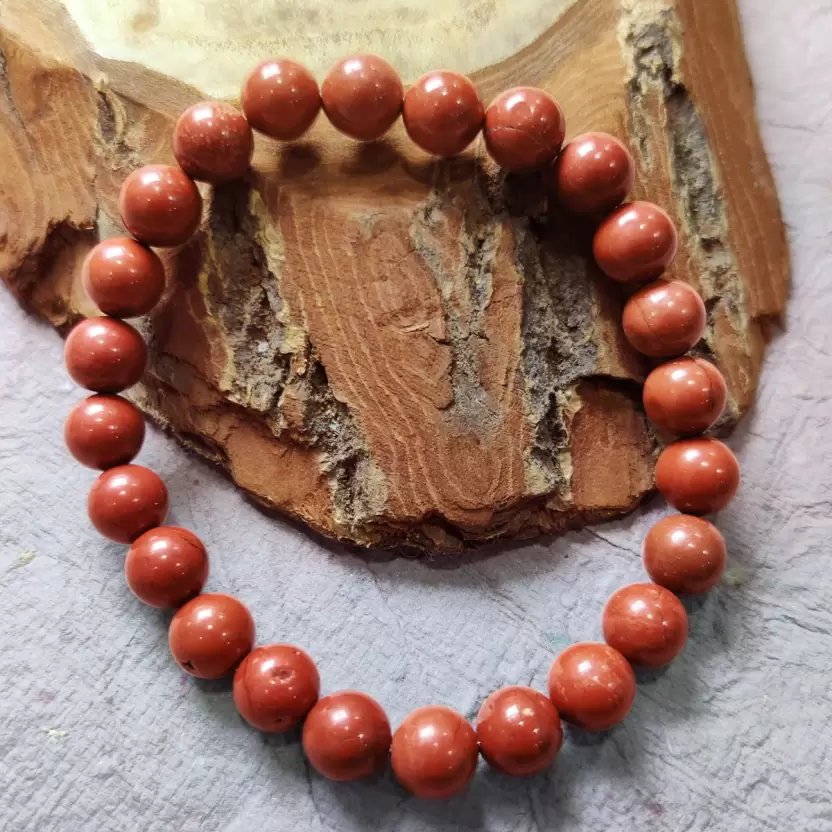 Reiki Crystal Product: Red Jasper Stone Bead Bracelet | Awesome Jewelry Gift for both Men& Women