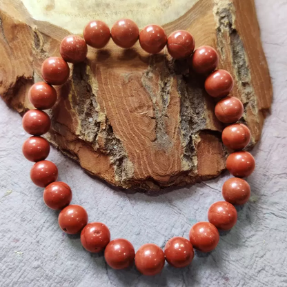 Reiki Crystal Product: Red Jasper Stone Bead Bracelet | Awesome Jewelry Gift for both Men& Women