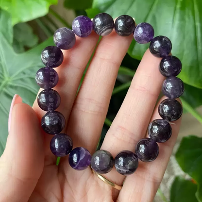 Natural Healing Gemstone Amethyst Purple Bracelet for Men, Women, & kids, Round Beads for Reiki Healing